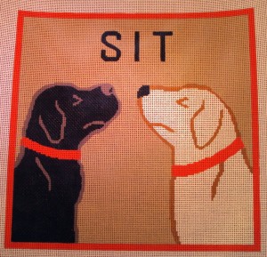 2 Dogs Sit Pillow (“Sit”)