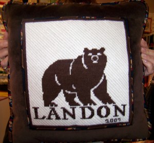 Pillow, Landon School Bear (Finished SBN Canvases)